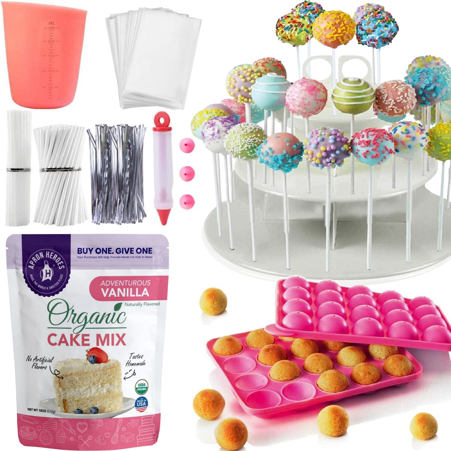 Cake Pop-N-Dip Kit + Organic Cake Mix FBA Pop'nDip Kit & Vanilla Organic Cake Mix 
