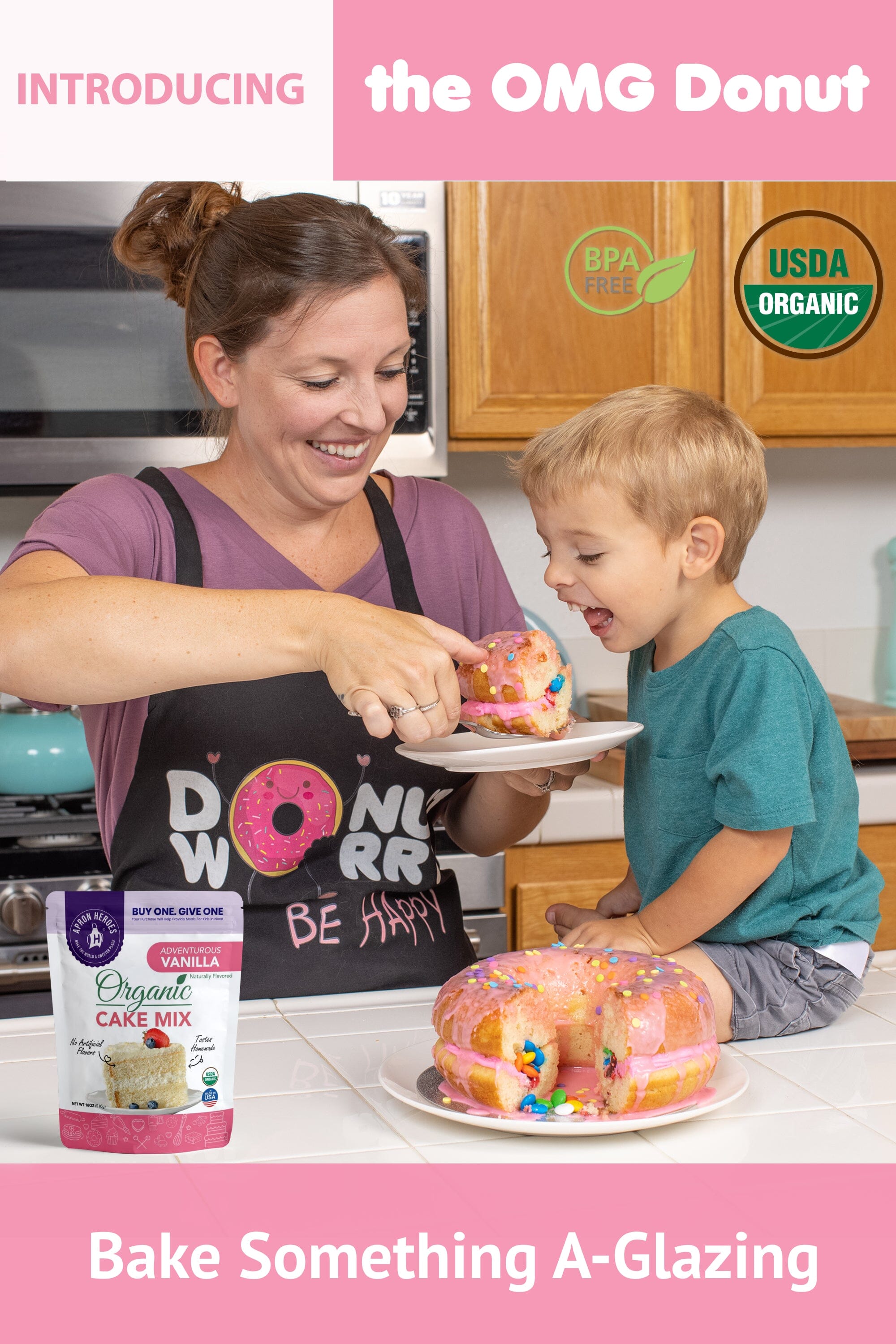 OMG Giant Donut Baking Kit + Organic Cake Mixes FBA 