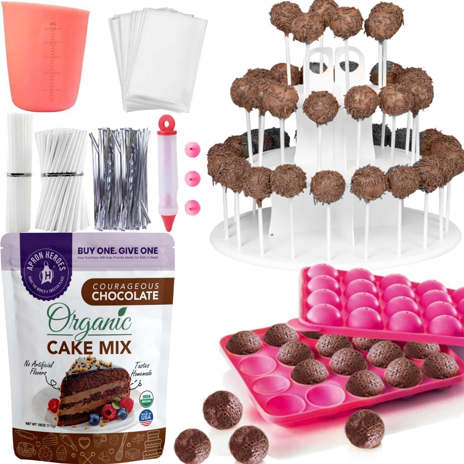 BOGO: Pop'nDip Kit & FREE Organic Cake Mix Apron Heroes POPnDIP Kit + FREE Vanilla Cake Mix 