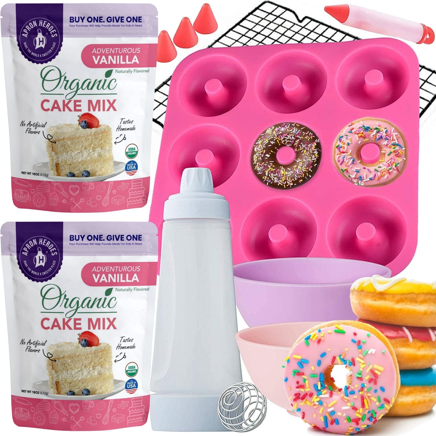 Dippin' Donutz Kit + Organic Cake Mixes Baking kits Quetico DippinDonutz Kit & Vanilla Organic Cake Mix 