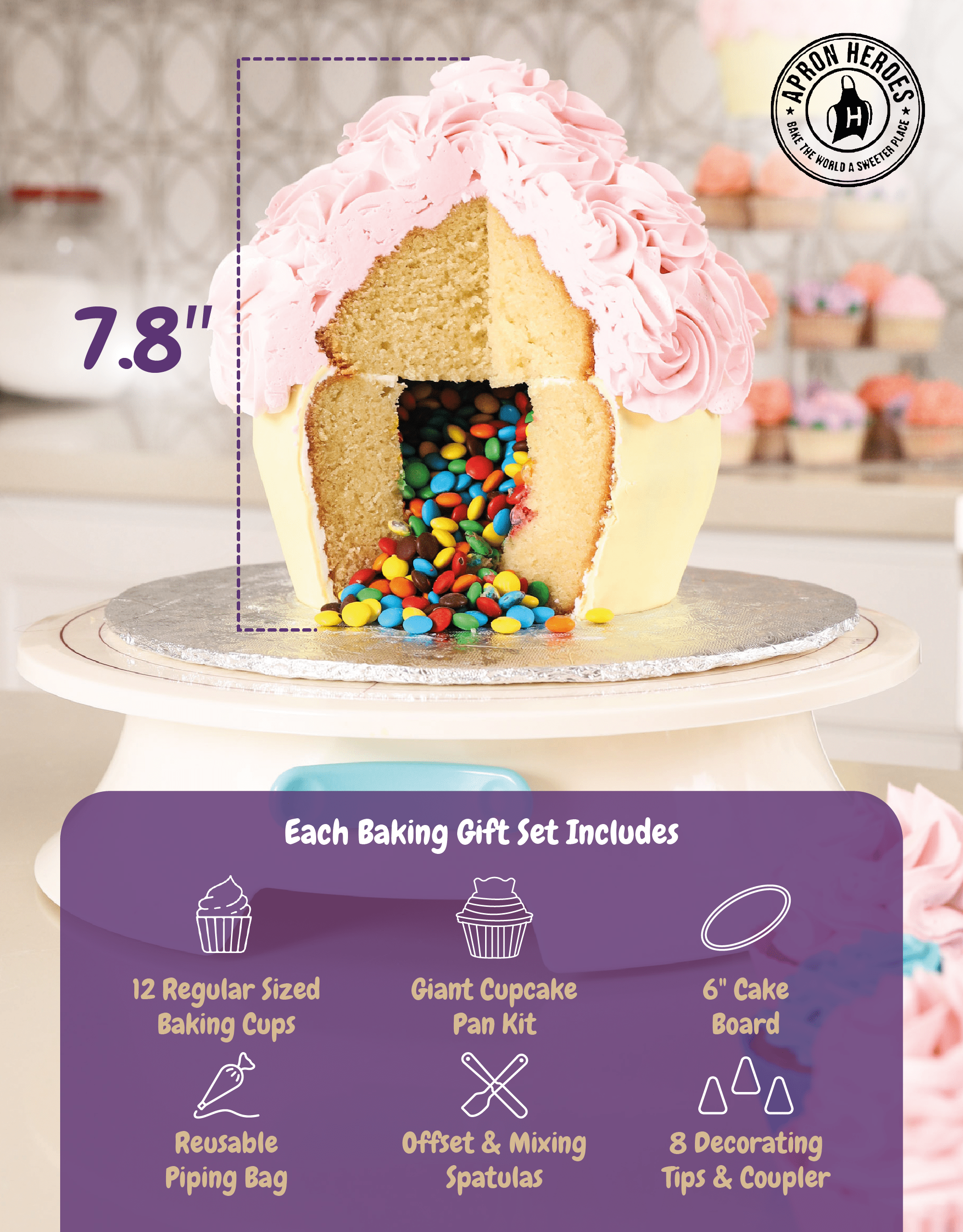 3Pcs Giant Big Silicone Cupcake Cake Mould Top Cupcake Bake Set