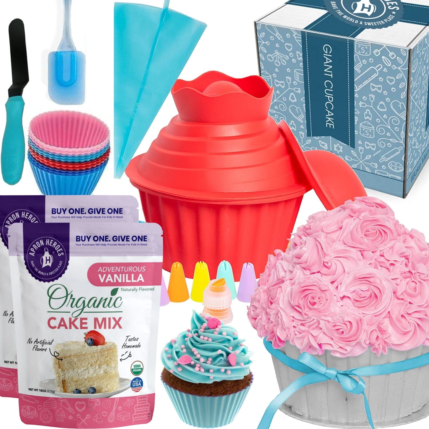 OMG Giant Cupcake Kit + Organic Cake Mix Baking kits FBA OMG Cupcake Kit & Vanilla Organic Cake Mix 