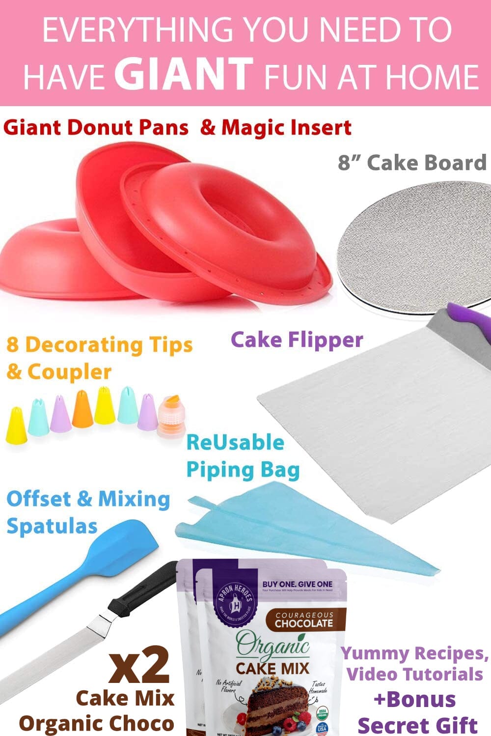 OMG Giant Cupcake - Cake Baking Decorating Kit - Apron Heroes