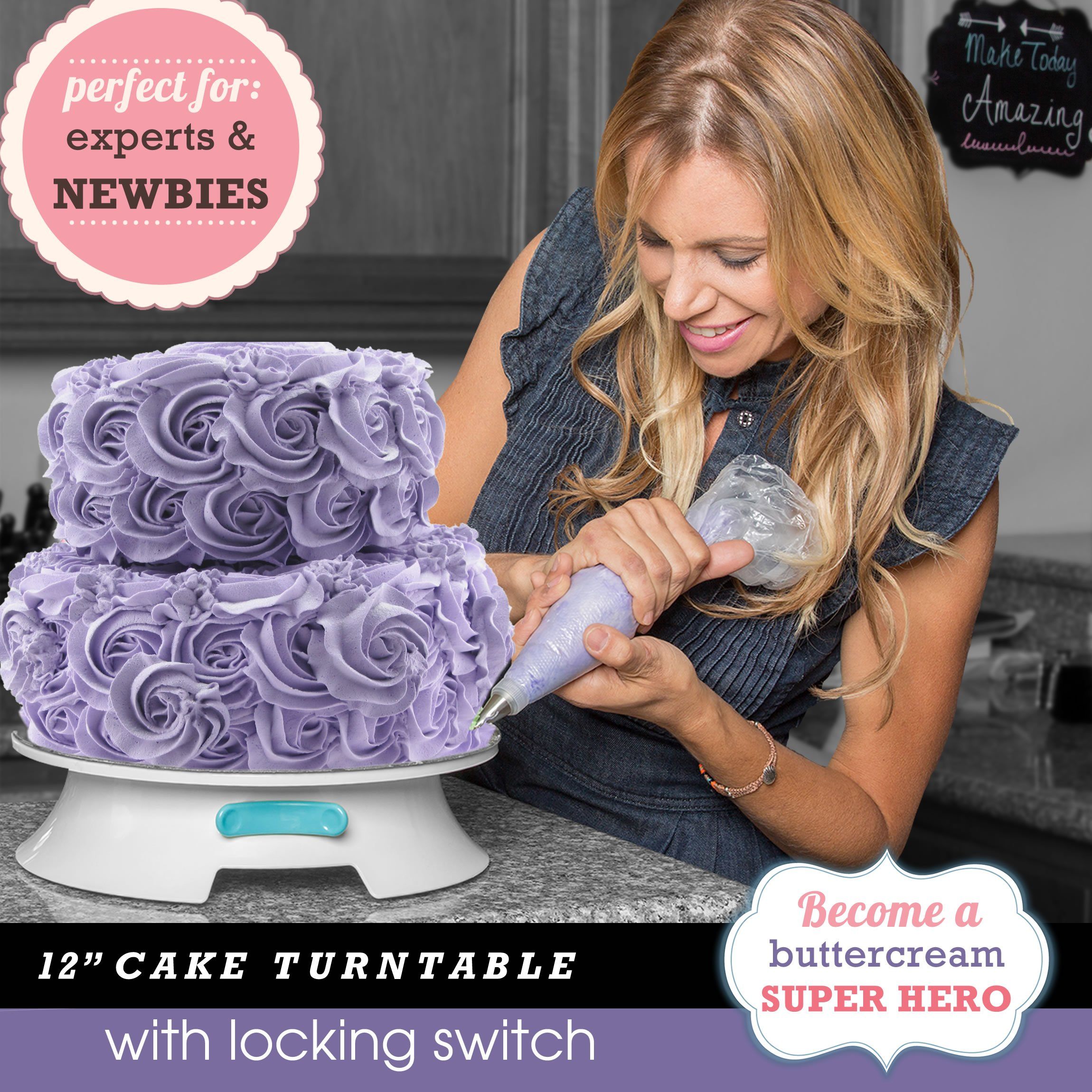 ForeverSmooth™ 12 Inch Cake Turntable w/Leveler & Decorating